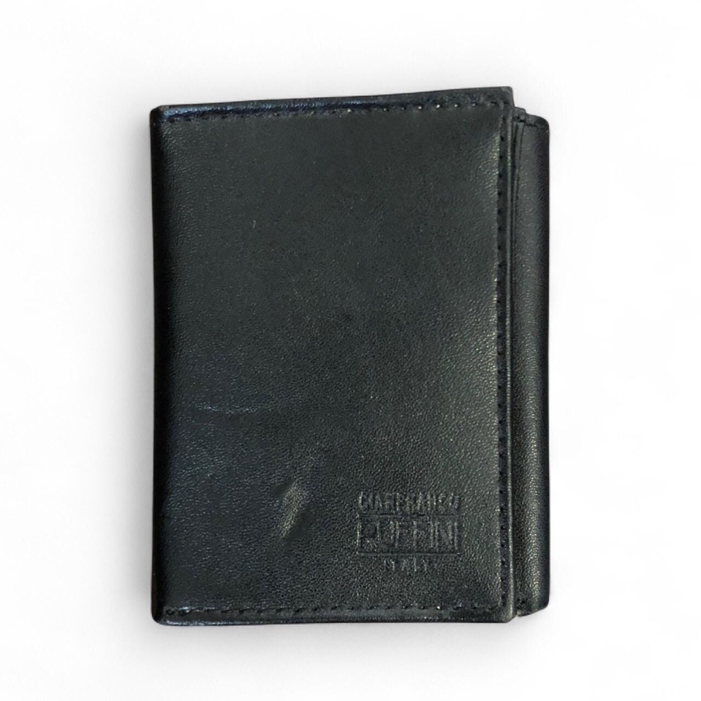 Gianfranco Ruffini Men Black Genuine Leather Wallet Italy Luxury Preppy Trifold